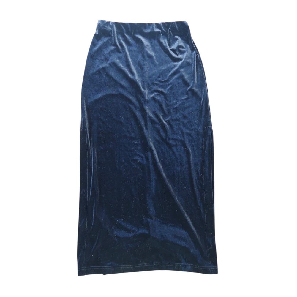 Vintage 90s A. Byer Black Velvet Pencil Maxi Skirt M